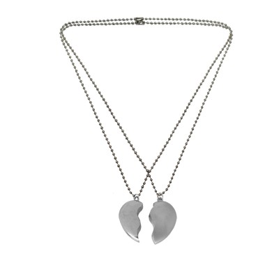 Menjewell Magnetic Two Half Piece Broken Heart Dual Pendants